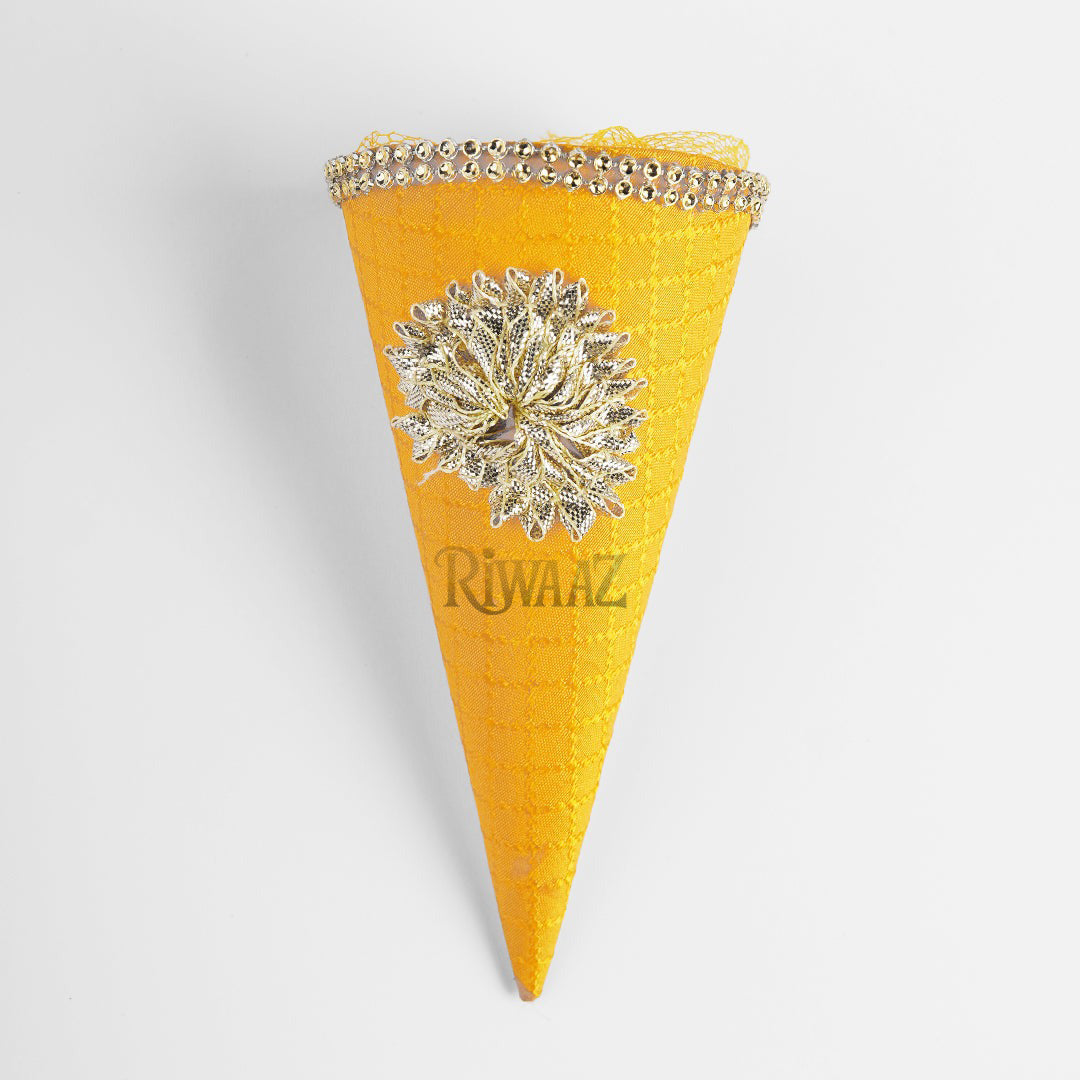 Cone Shape Nikkah Pouches – Pack of 10 | 5-Inch Vibrant Fabric Gift Bags for Nikkah, Mehndi & Wedding Favors