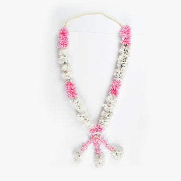 Pink & Silver Marigold Wedding Haar / Varmala – Bride or Groom Jaimala for Wedding