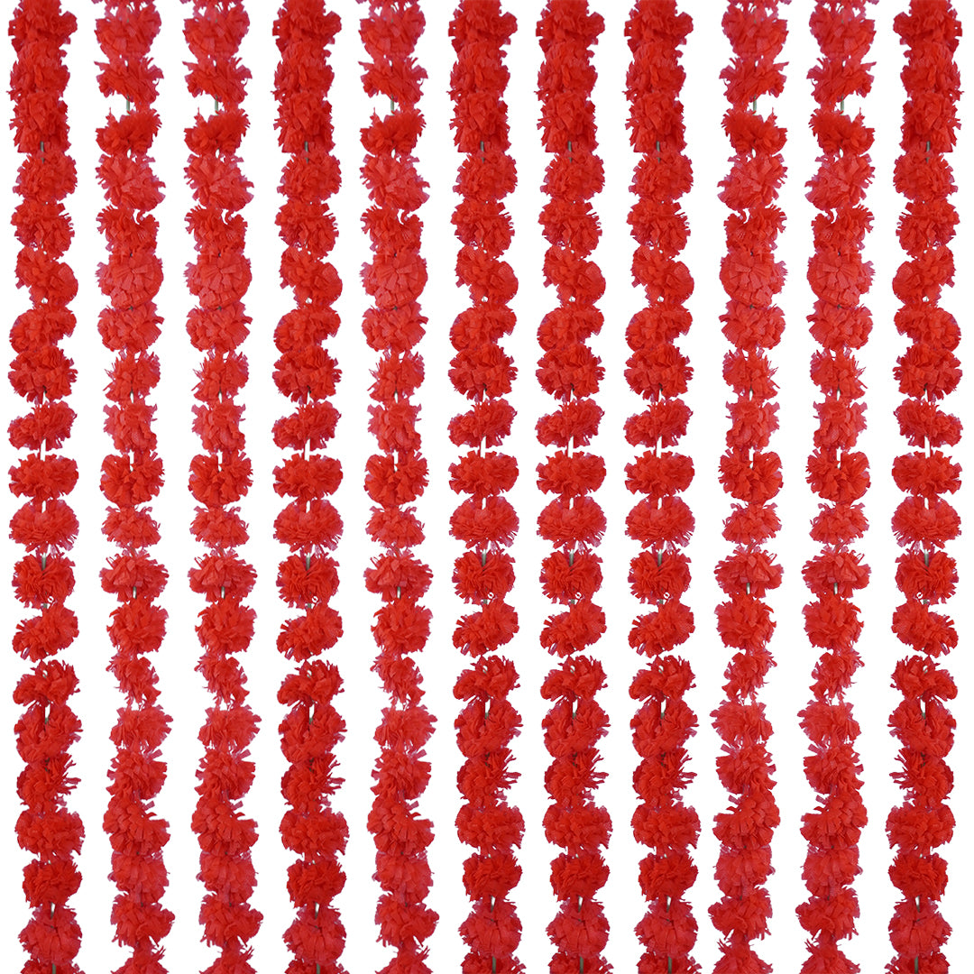 12 pcs Marigold Red Color Garland for Wedding decoration - Riwaaz