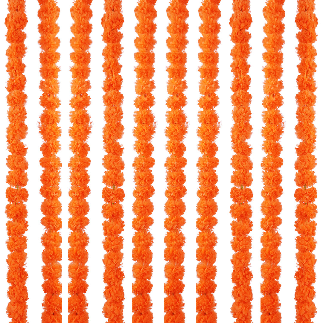 12 pcs Marigold Garland - Orange Color for Wedding decoration - Riwaaz