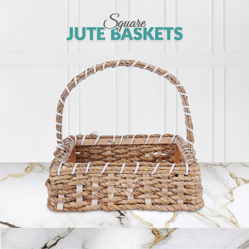 Set of 5 - Square Jute Basket Set