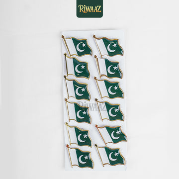 Pack of 12 - 14th August Badges - Pakistan Flag Badges - Riwaaz