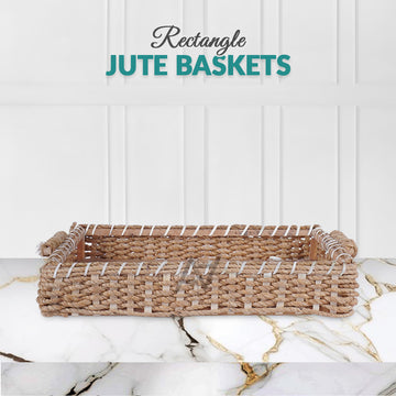 Set of 5 - Rectangular Jute Basket Set