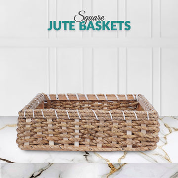Set of 5 - Square Jute Baskets Set without handle