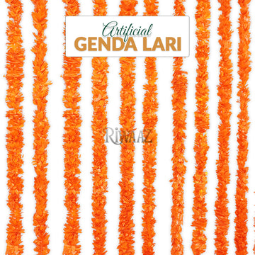 12pcs Orange Jasmine Fluffy Mala Garland – Soft Plastic Flower Strings for Indian Wedding Nikah Decor, Colorful Arch Backdrop
