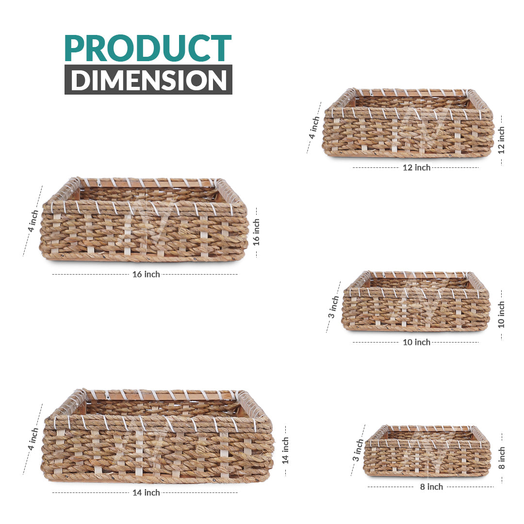 Set of 5 - Square Jute Baskets Set without handle