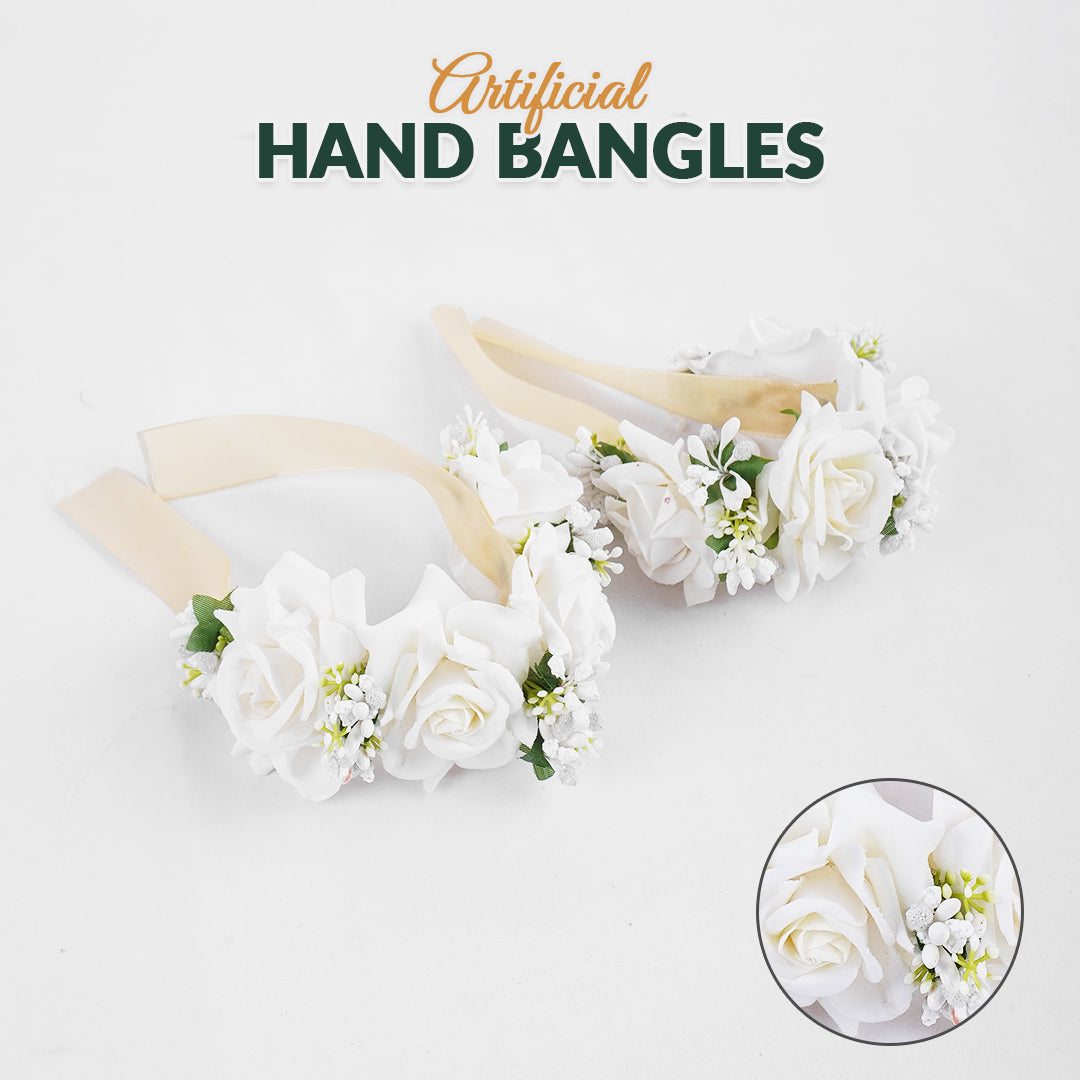 1 Pair Artificial Flower Hand Bangles Gajra For Bride Wedding, Shadi, Nikkah, Indian Pakistani Weddings Nikah Gift