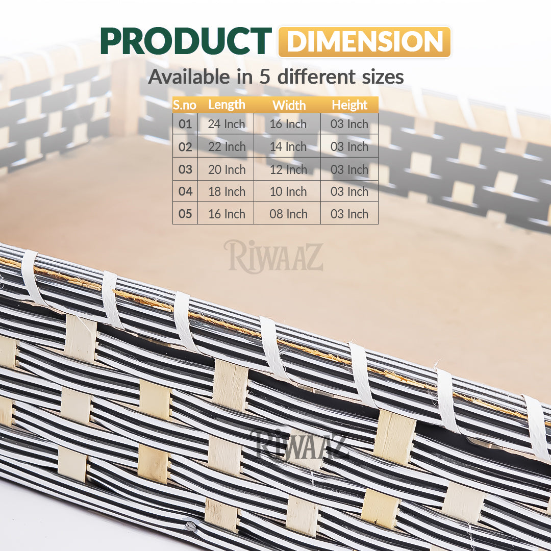 Set of 5 - Silver Rectangle Cane Trays Set for gifting