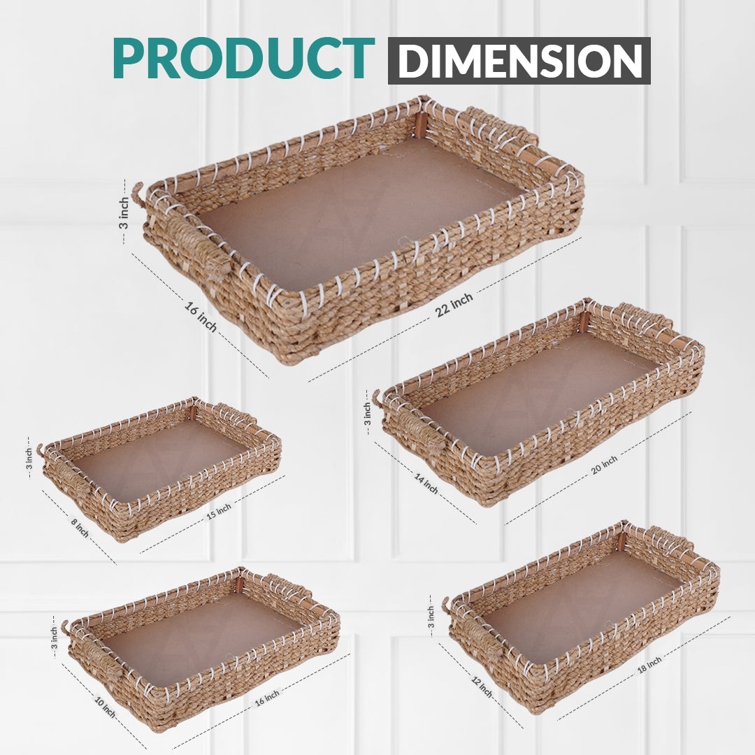 Set of 5 - Rectangular Jute Basket Set