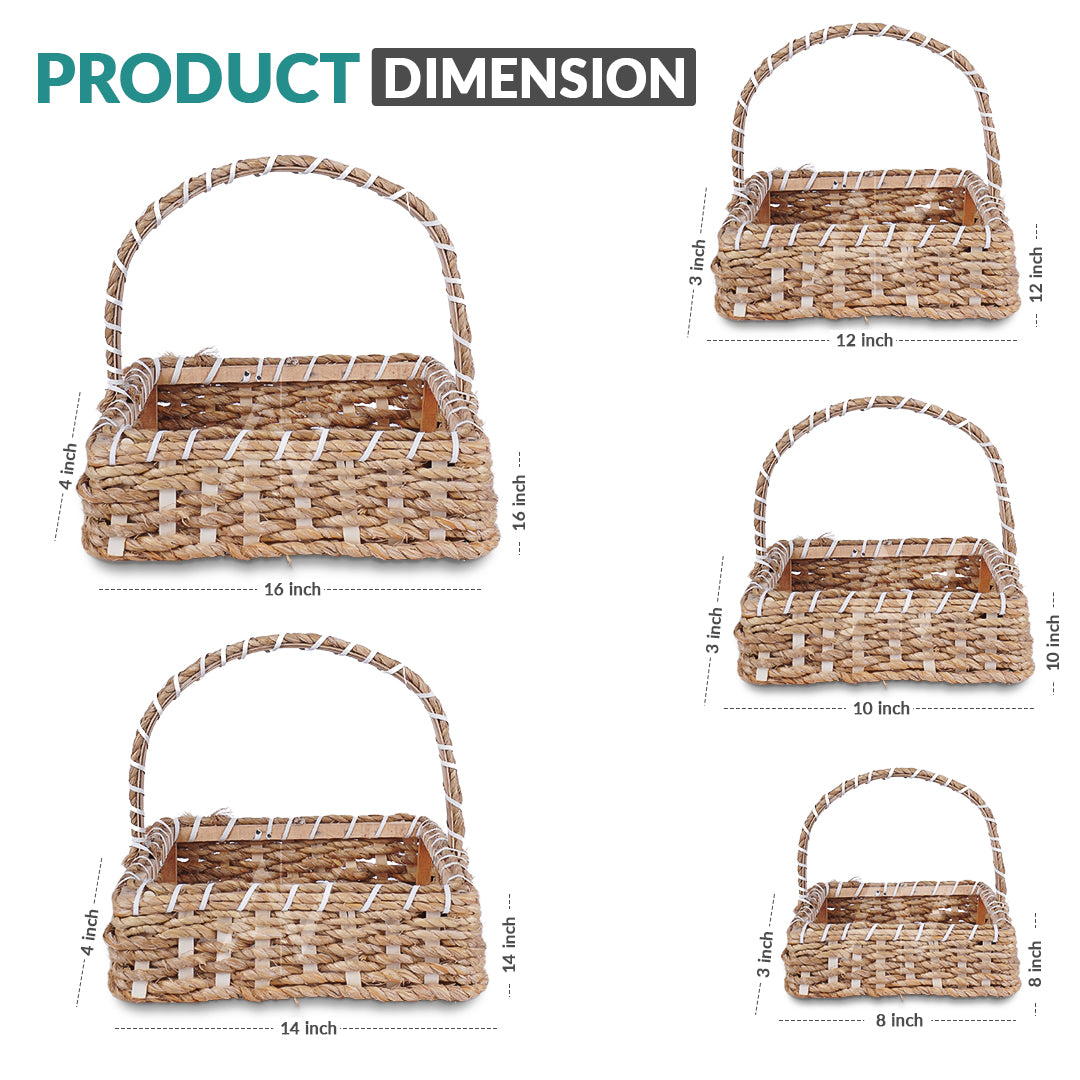 Set of 5 - Square Jute Basket Set