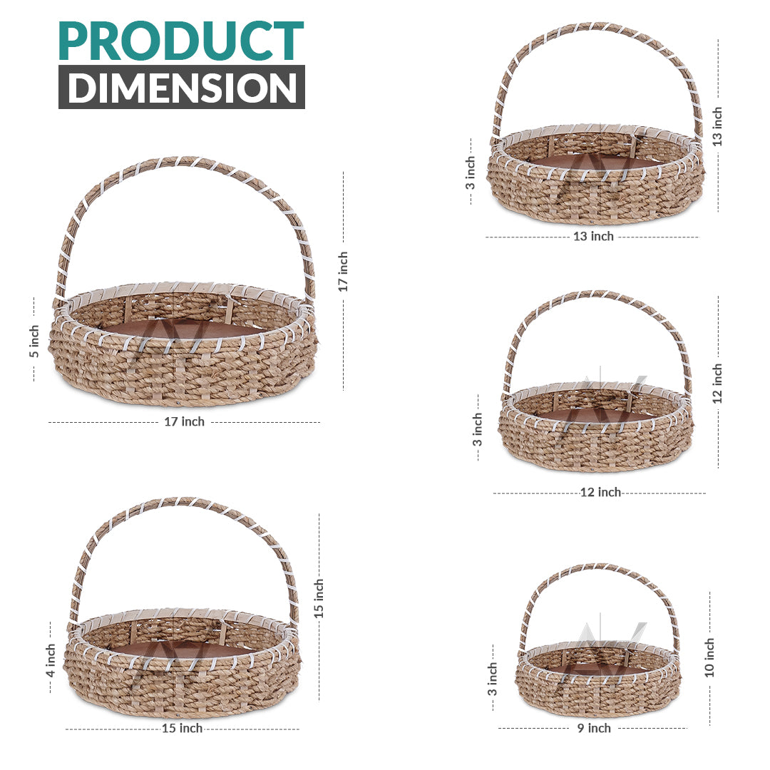 Set of 5 - Round Jute Basket Set