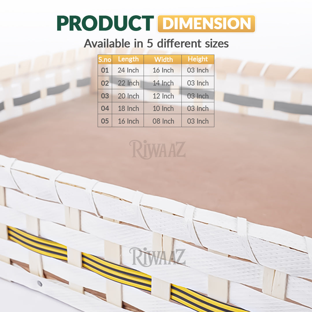 Set of 5 - White Rectangle Cane Trays for gifting