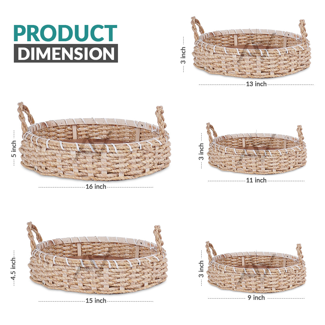 Set of 5 - Round Jute Basket Set