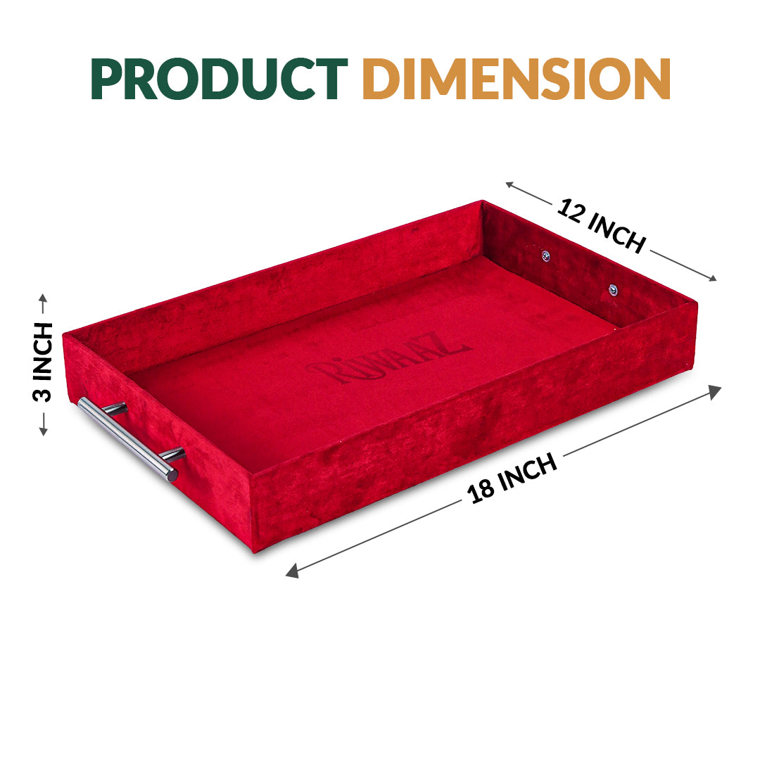 2 pcs Red Velvet Wedding Gift Tray Set – Bridal Platter for Pakistani & Indian Shaadi Decor