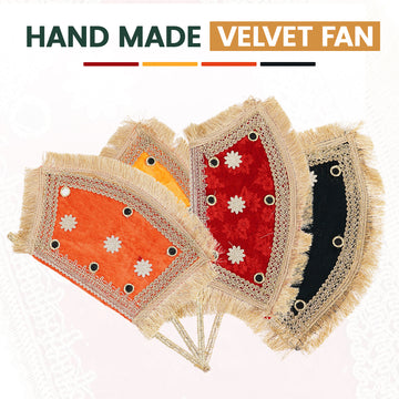 Luxury Handmade Velvet Fan – Traditional Decor for Mehndi, Maiyun & South Asian Weddings