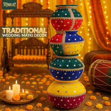 Traditional Colourful Handmade Velvet Matki For Nikkah, Maiyun, Menhdi, Dholki, Indian Wedding, Pakistani Wedding, Shaadi Vivah, Decoration