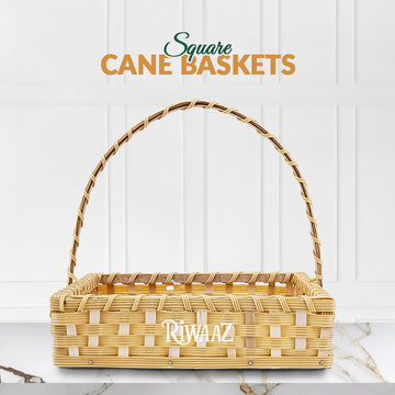 Set of 5 - Beige Square Cane Basket for Gifting, wedding decoration