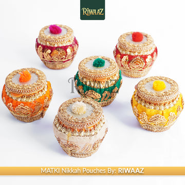 Multi Colors Fancy Matki Nikkah Pouches For – Set of 25 | Traditional Favor Matki For Mehndi