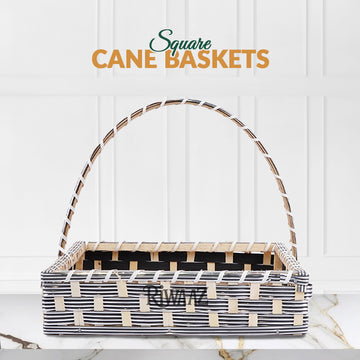 Set of 5 - Silver Square Cane Basket for Gifting, wedding decoration