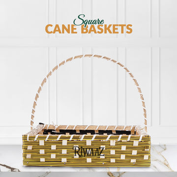 Set of 5 - Golden Square Cane Basket for Gifting, wedding decoration