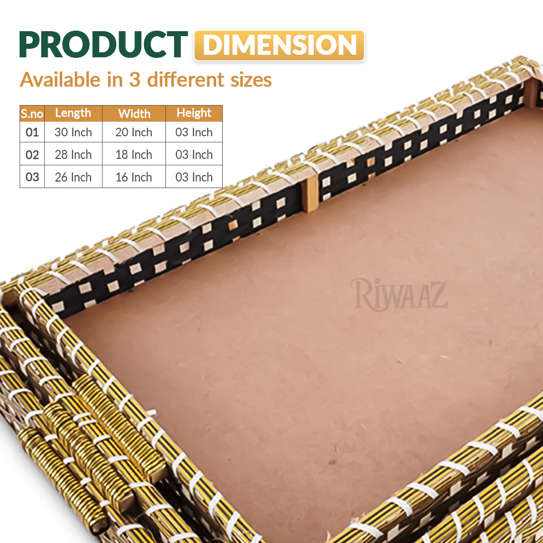 Set of 3 - Gold Rectangle Cane Trays