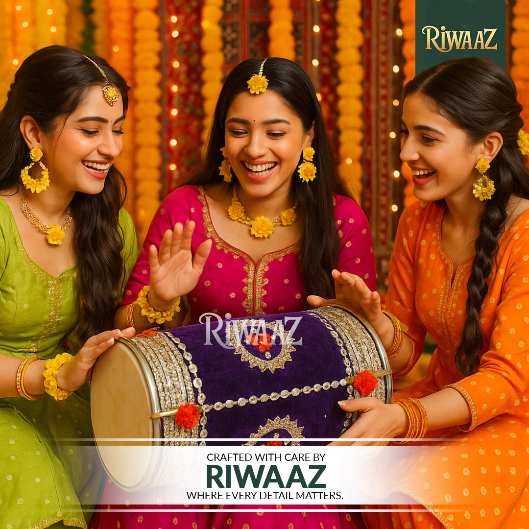 Purple Velvet Dhol – Classic Dholki Drum for Wedding, Shaadi, Dholki & Mehndi