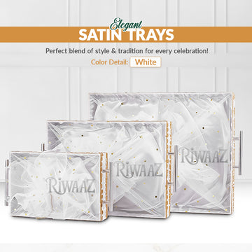 White Satin Trays for Weddings, Gifts & Event Displays