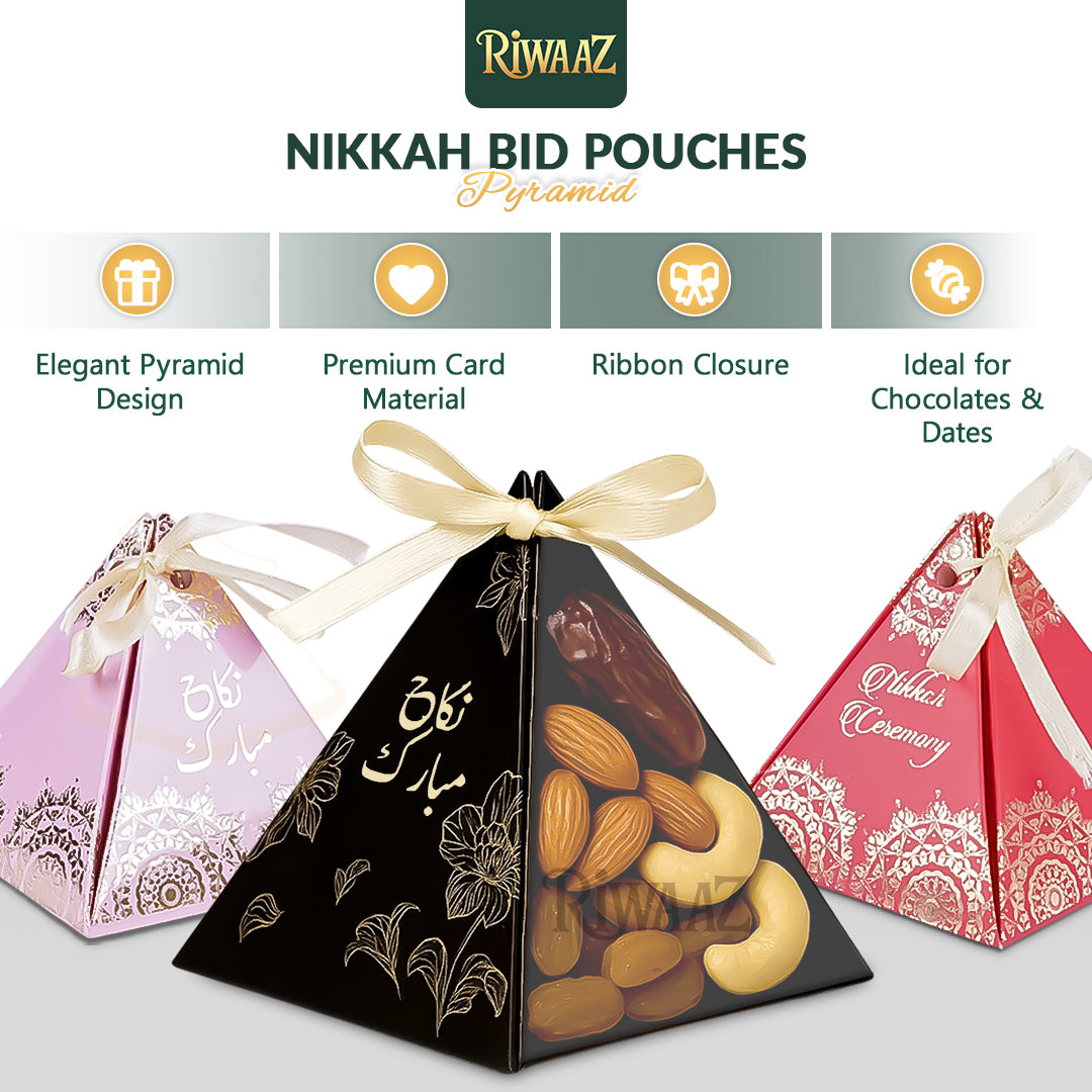 Qubool Hai & Nikkah Mubarak Pyramid Wedding Favor Box | Mehndi, Engagement, Nikkah Mubarak Gift Box | Pakistani Indian Decoration