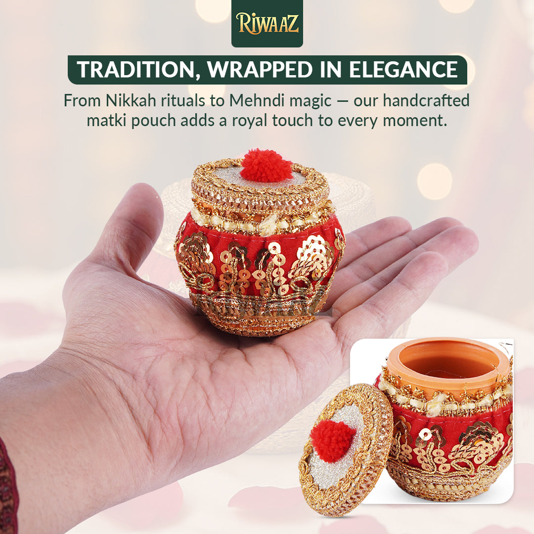 Multi Colors Fancy Matki Nikkah Pouches For – Set of 25 | Traditional Favor Matki For Mehndi