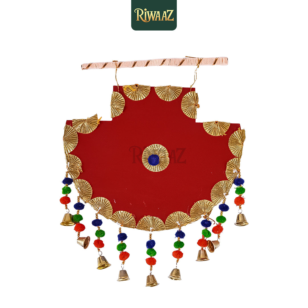 Pack of 5 - Fancy Multi Color Pak-Indian Wedding Hangings Decoration, For Nikkah, Mehndi, Maiyun, Vivah Decor, Party Backdrop, Pom Pom, Gota Hangings