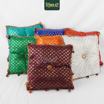 Jamawar Fabric Pillow, Cusion Perfect For Traditional Wedding Decor Including Mehndi, Nikkah, Maiyun, Vivah, and Cultural Celebrate