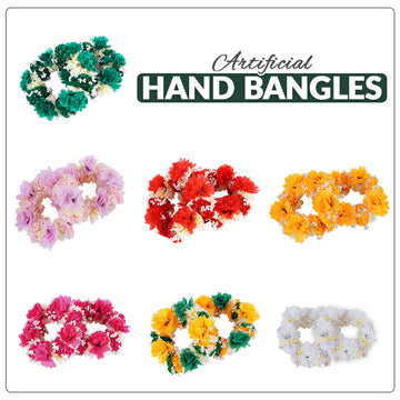 Artificial Floral Hand Bangles for Mehndi, Haldi, Wedding | Flower Jewelry for Traditional Events