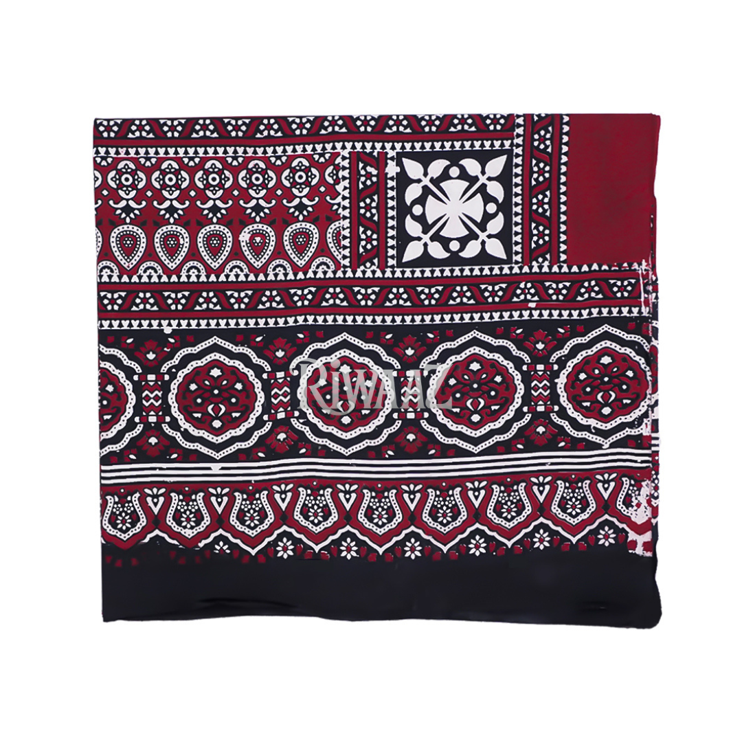 Handmade Ajrak Dupatta Shawl – Traditional Sindhi Block Print Stole for Mehndi, Nikkah & Cultural Events