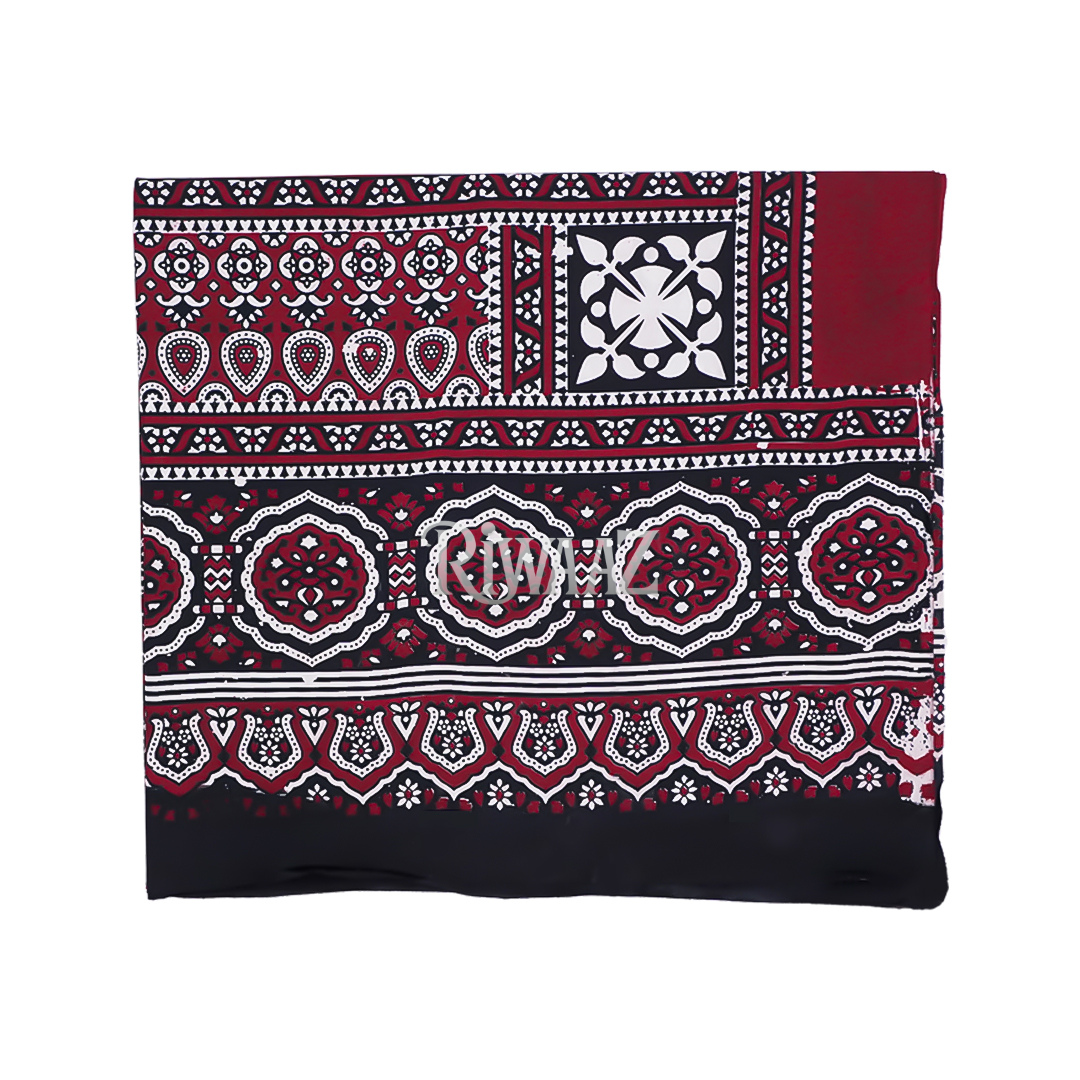 Handmade Ajrak Dupatta Shawl – Traditional Sindhi Block Print Stole for Mehndi, Nikkah & Cultural Events