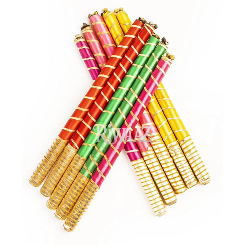 12 pcs - Satin Fancy Dandiya Sticks – Traditional Indian Dance Dandiya Raas Sticks
