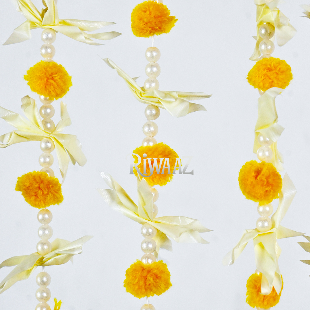 12 pcs Yellow Pom Pom Garlands