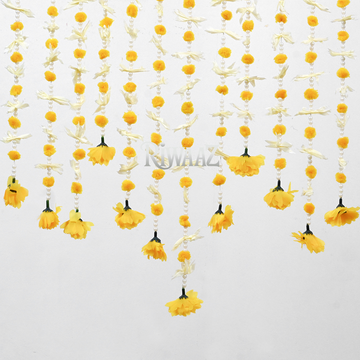 12 pcs Yellow Pom Pom Garlands