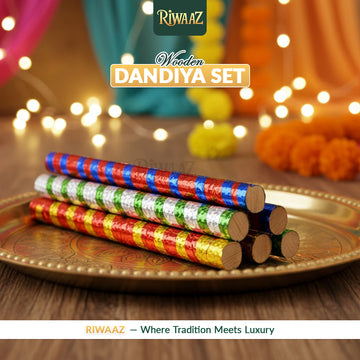6 Pcs Dandiya Set – Traditional Dance Sticks for Garba & Mehndi Celebrations - Riwaaz