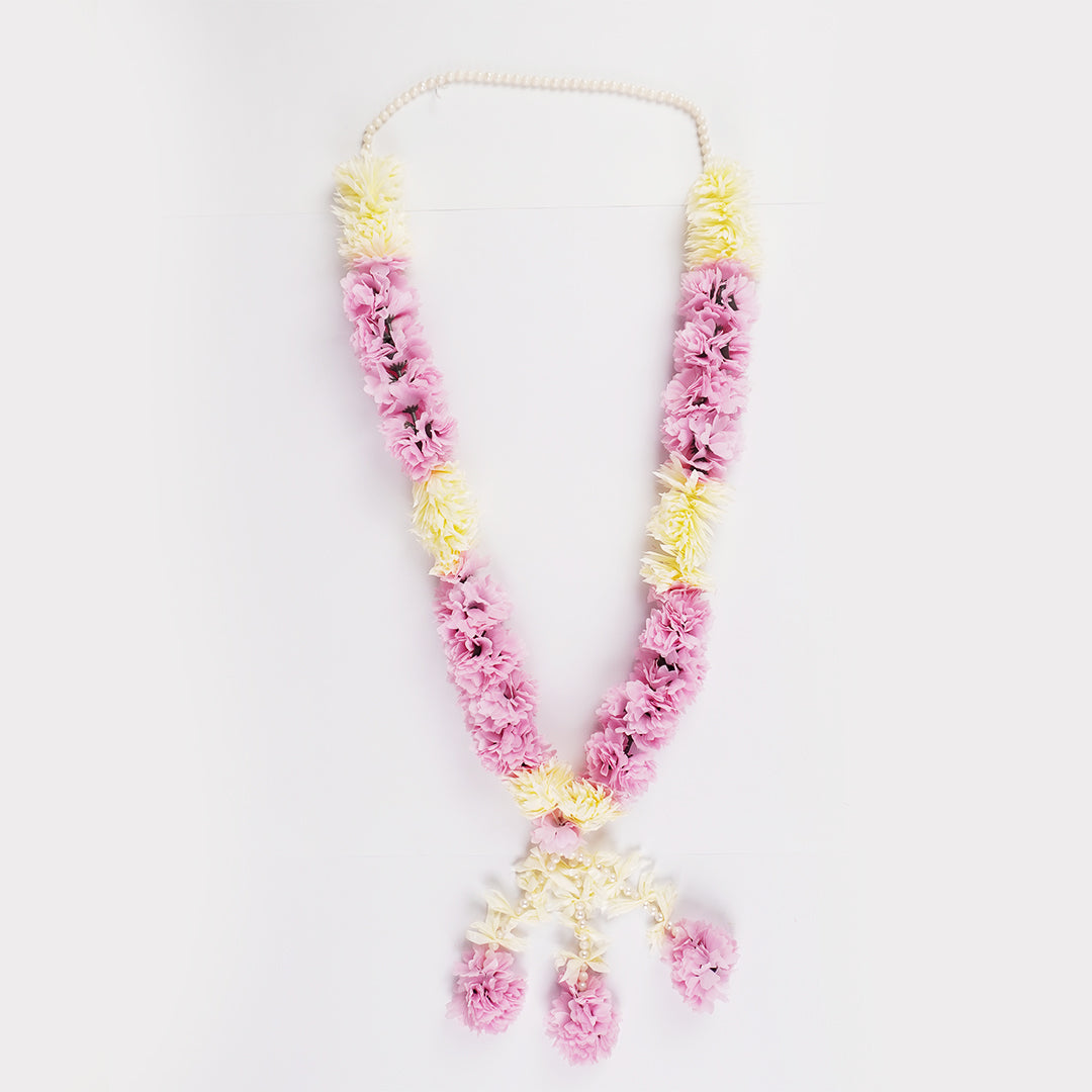 Lilac & off white Marigold Wedding Haar / Varmala – Bride or Groom Jaimala for Wedding