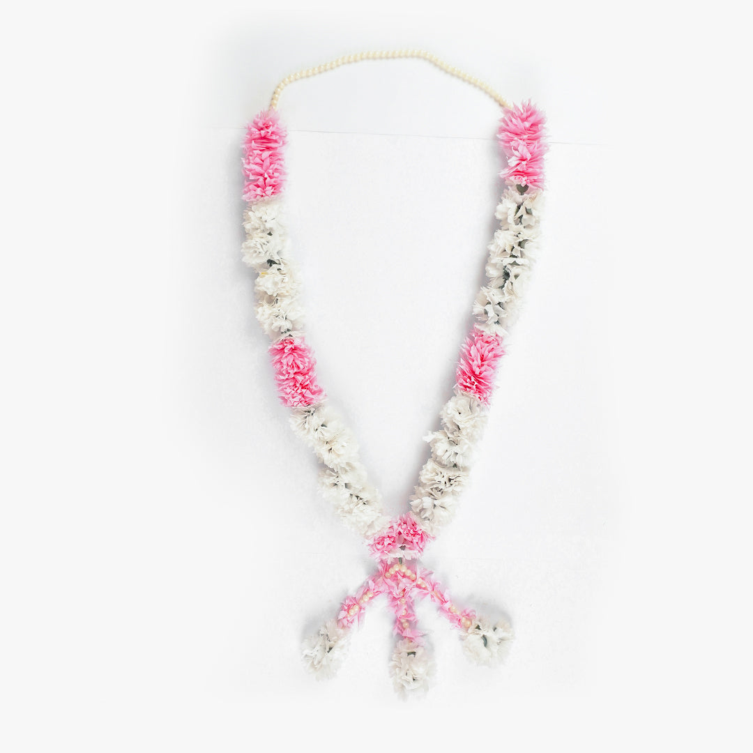 Pink & Silver Marigold Wedding Haar / Varmala – Bride or Groom Jaimala for Wedding