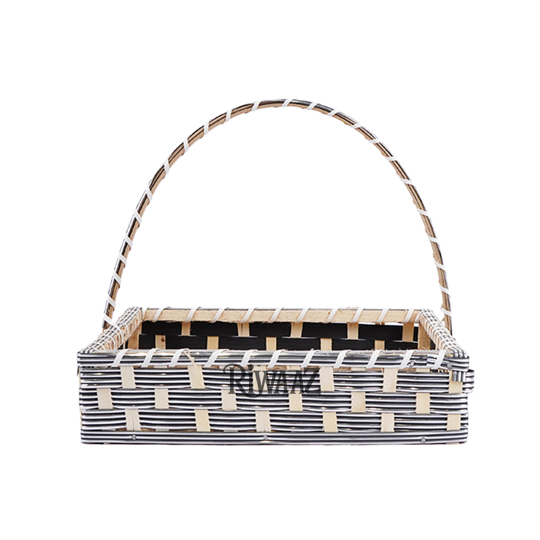 Set of 5 - Silver Square Cane Basket for Gifting, wedding decoration