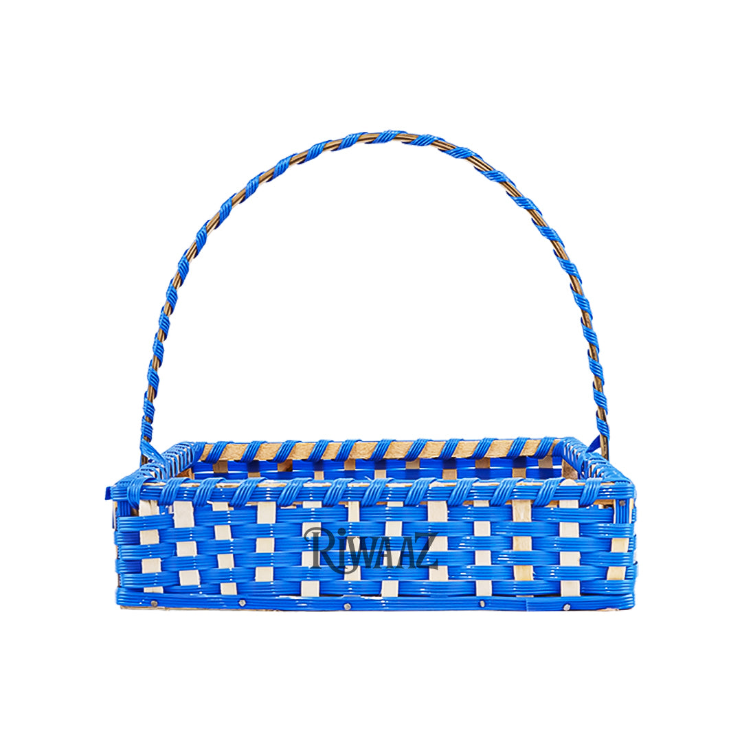 Set of 5 - Blue Square Cane Basket for Gifting, wedding decoration