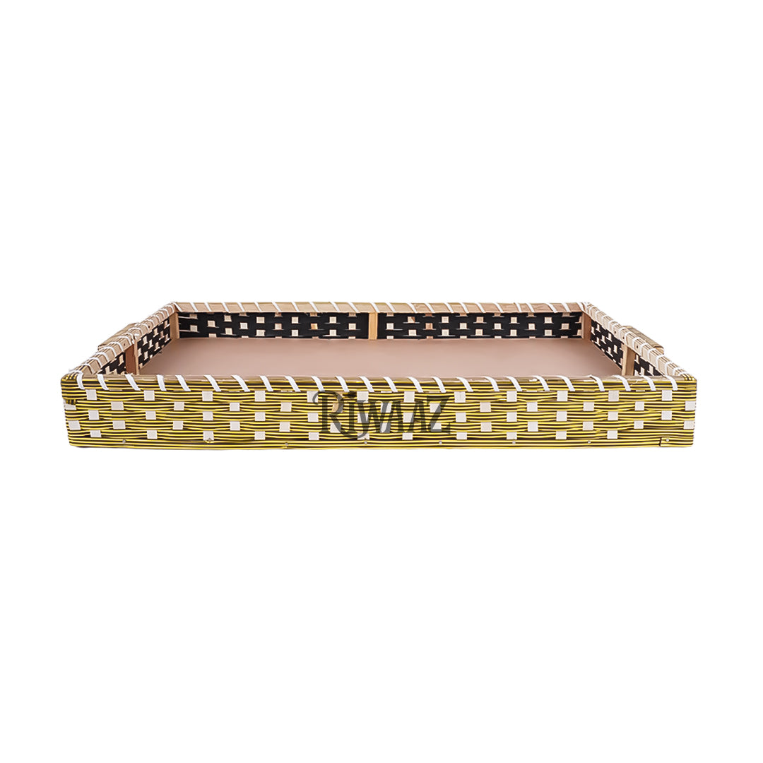 Set of 3 - Gold Rectangle Cane Trays