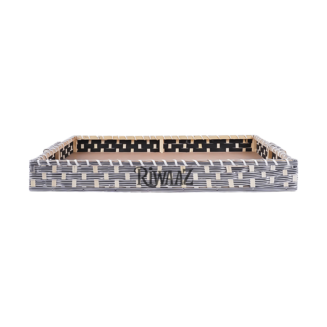 Set of 3 - Silver Rectangle Cane Trays