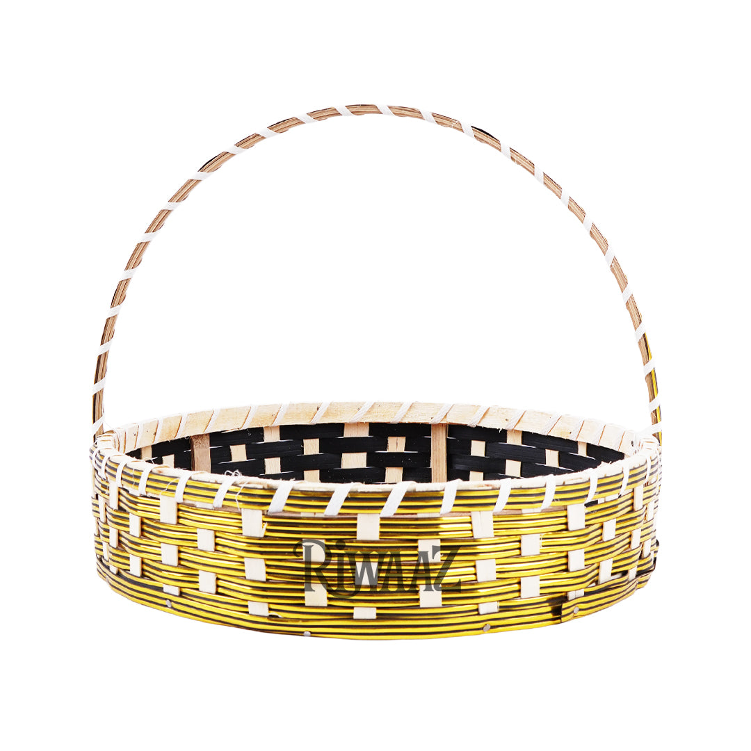 Set of 5 - Round Golden Cane Basket for Gifting, wedding decoration