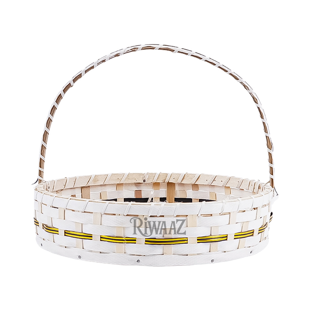 Set of 5 - Round White Cane Basket for Gifting, wedding decoration
