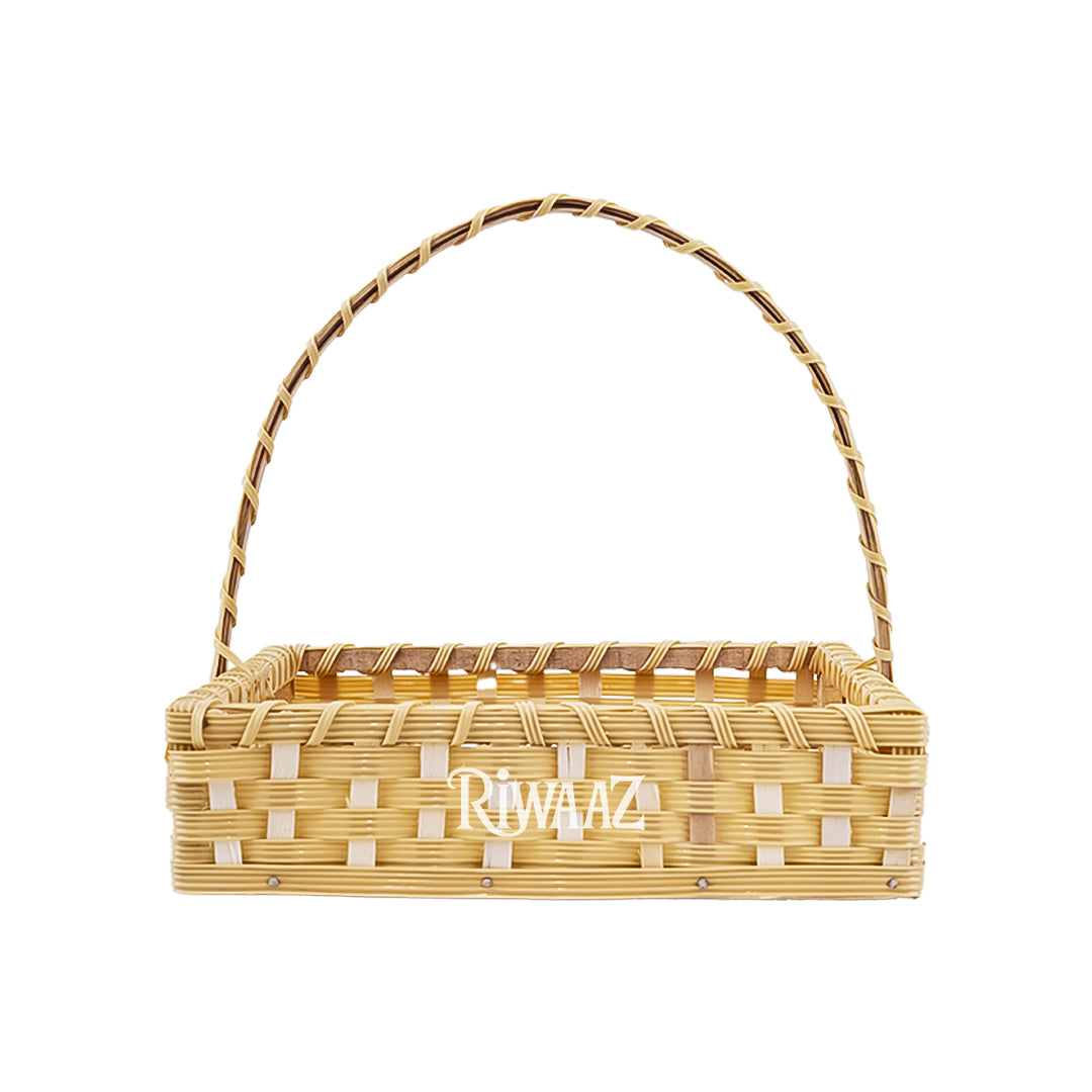 Set of 5 - Beige Square Cane Basket for Gifting, wedding decoration