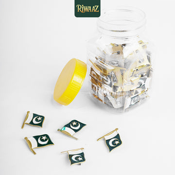 Pack of 100 - Pakistan Flag Badges for 14 August Celebrations - Riwaaz