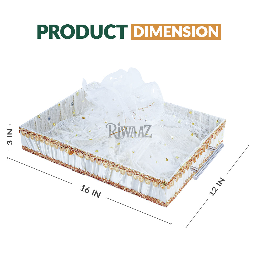 White Satin Trays for Weddings, Gifts & Event Displays