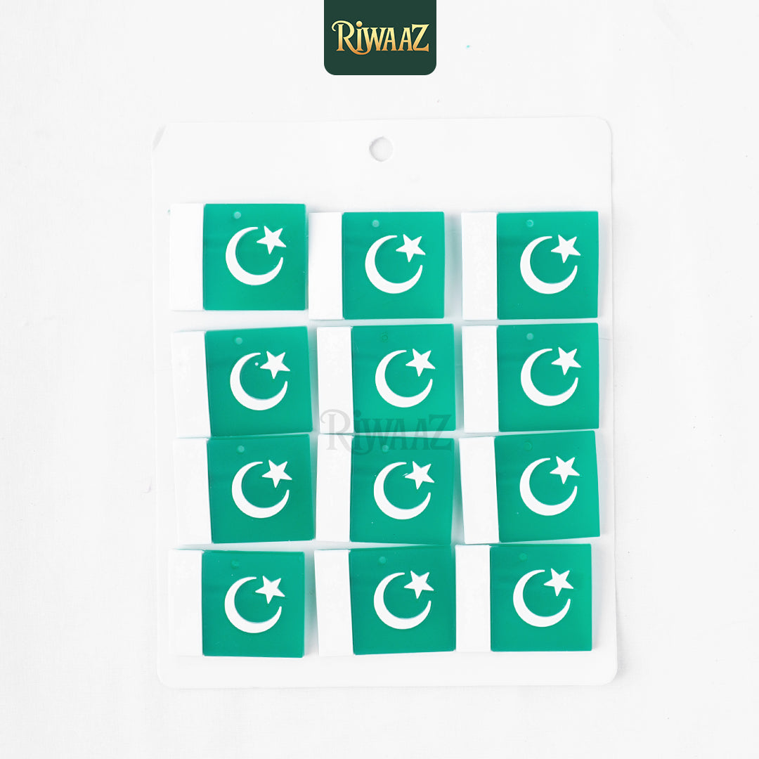 Pack of 12 - Pakistan Flag Badges - Rubber Badges